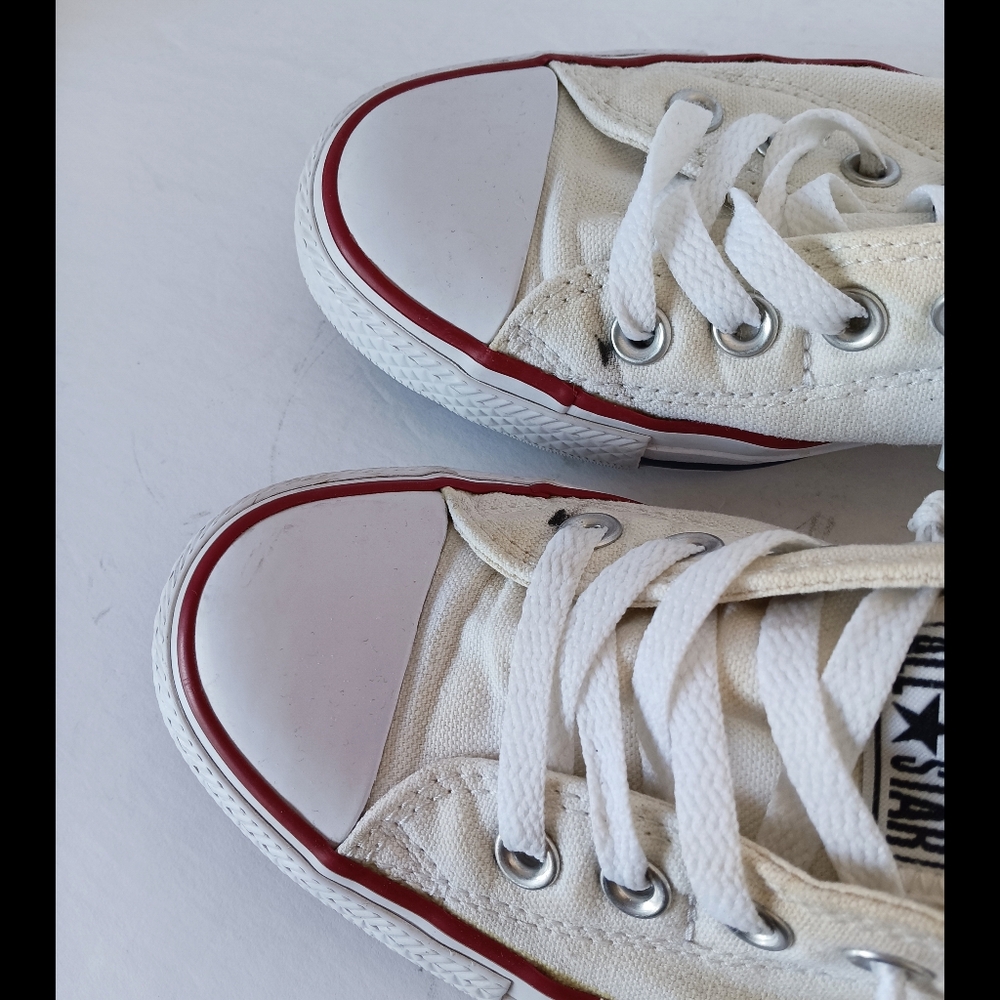 🤍 Converse All Star White Canvas Sneakers Shoes Womens 7 White Low Slip - Picture 5 of 15